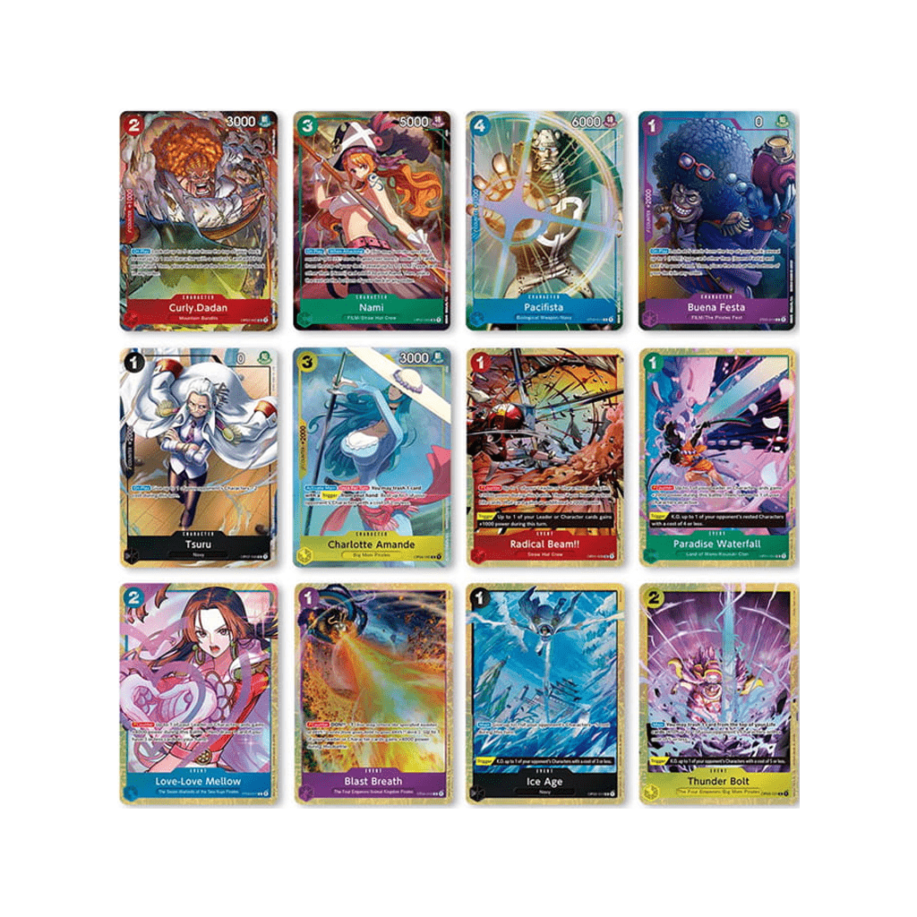 Zwölf Karten der One Piece Premium Card Collection Best Selection Vol.1 Englisch