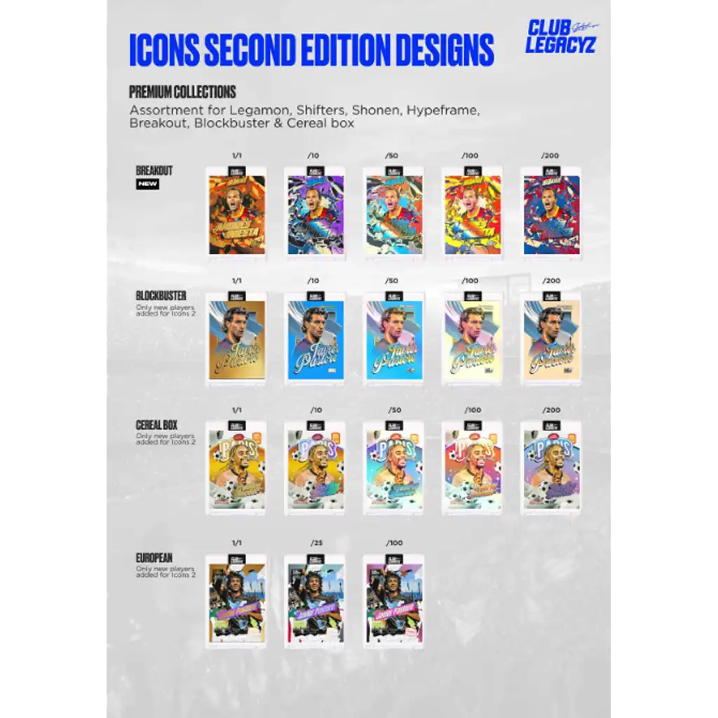 Club Legacyz - Icons 2nd Edition Football Cards Display