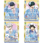 Vier Weiß Schwarz Blue Lock SSP Dream Match Karten mit goldenem Rahmen und Autogramm, darunter Isagi, Rin, Nagi und Bachira.