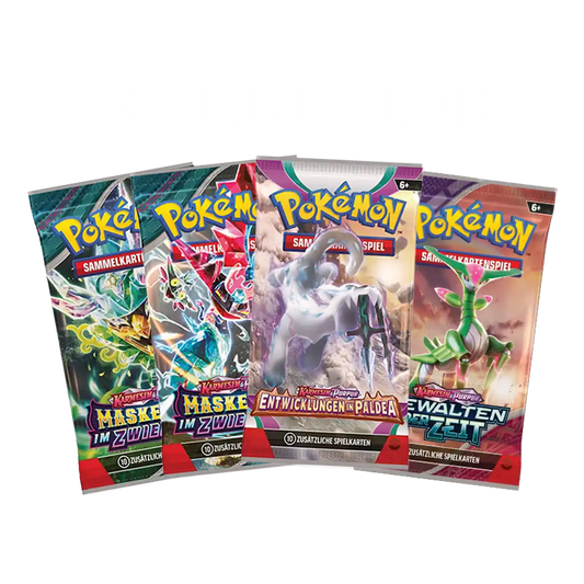 Pokemon TCG - 4-Booster-Bundle (Entwicklungen in Paldea, Gewalten der Zeit, Maskerade im Zwiellicht) [DE]