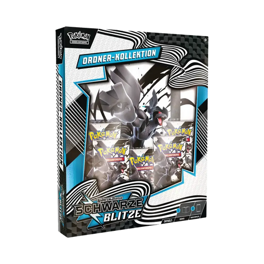 Pokémon Binder‑Kollektion KP10.5 Schwarze Blitze – 9‑Pocket Ordner mit Zekrom‑Artwork und 5 schwarze Blitze Boosterpacks