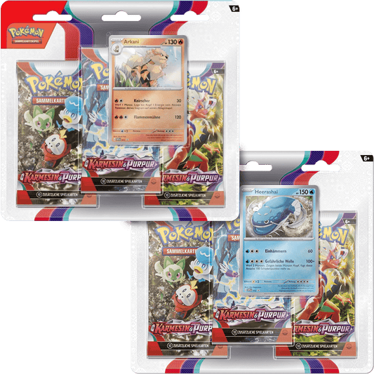 Pokemon Karmesin und Purpur 3 Pack Blister arkani und Heerashal