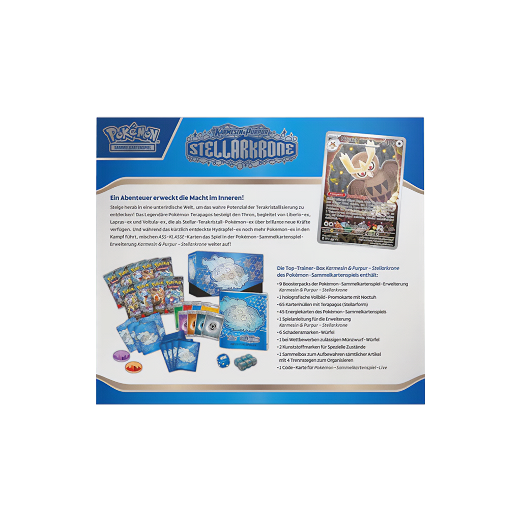 Pokemon - Karmesin & Purpur Stellarkrone Top Trainer Box rückseite