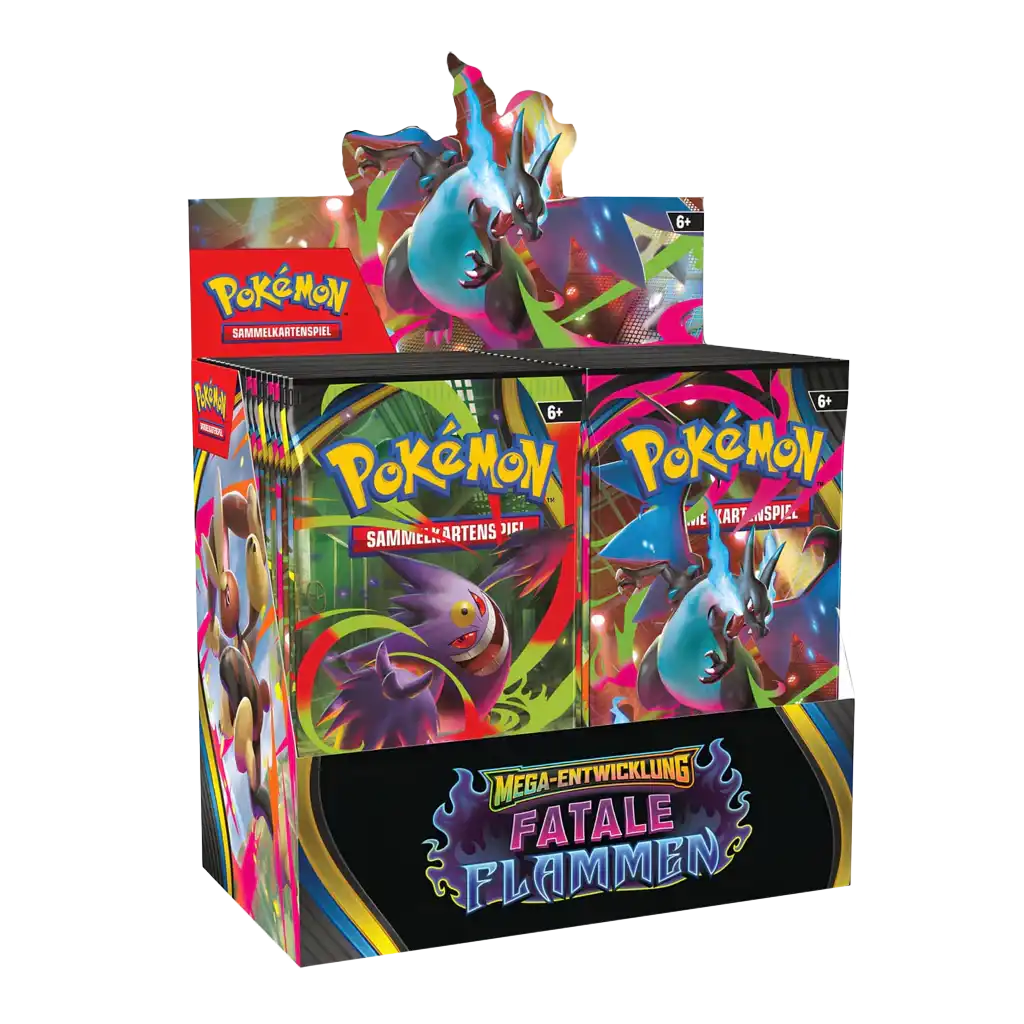 Pokémon TCG Fatale Flammen ME02 Display – 36 Booster mit Mega Glurak Y-ex, Mega Gengar ex & Illustration Rares