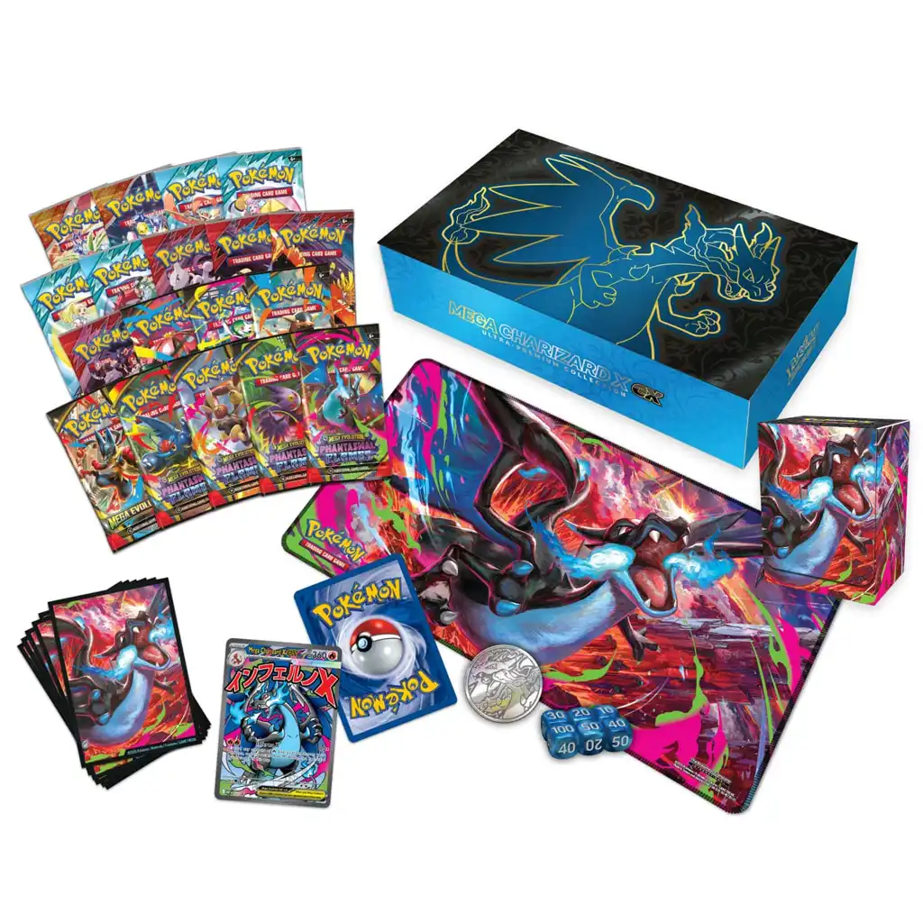 Pokémon TCG Mega Charizard ex Ultra Premium Collection Englisch – Box mit Charizard Promo-Karte, Booster Packs & Zubehör