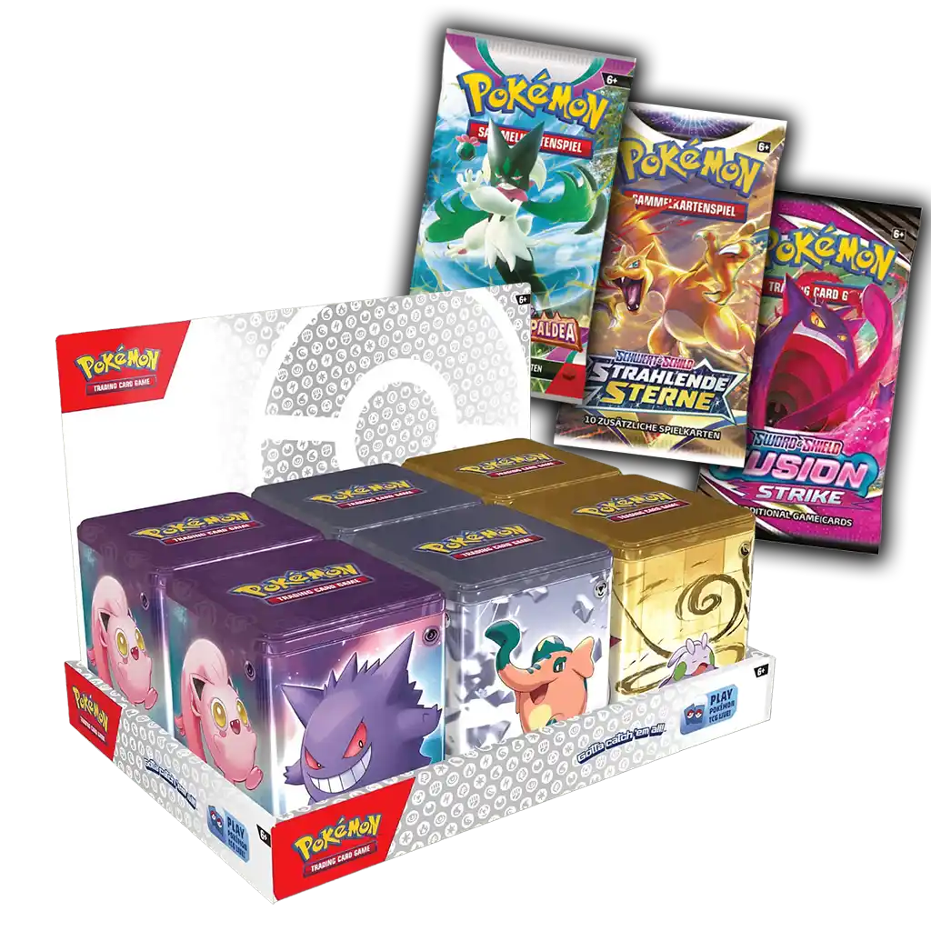 Pokémon TCG Boosterpacks aus den Stacking Tins Frühling 2024 – Schwert & Schild Strahlende Sterne, Fusionsangriff und Entwicklungen