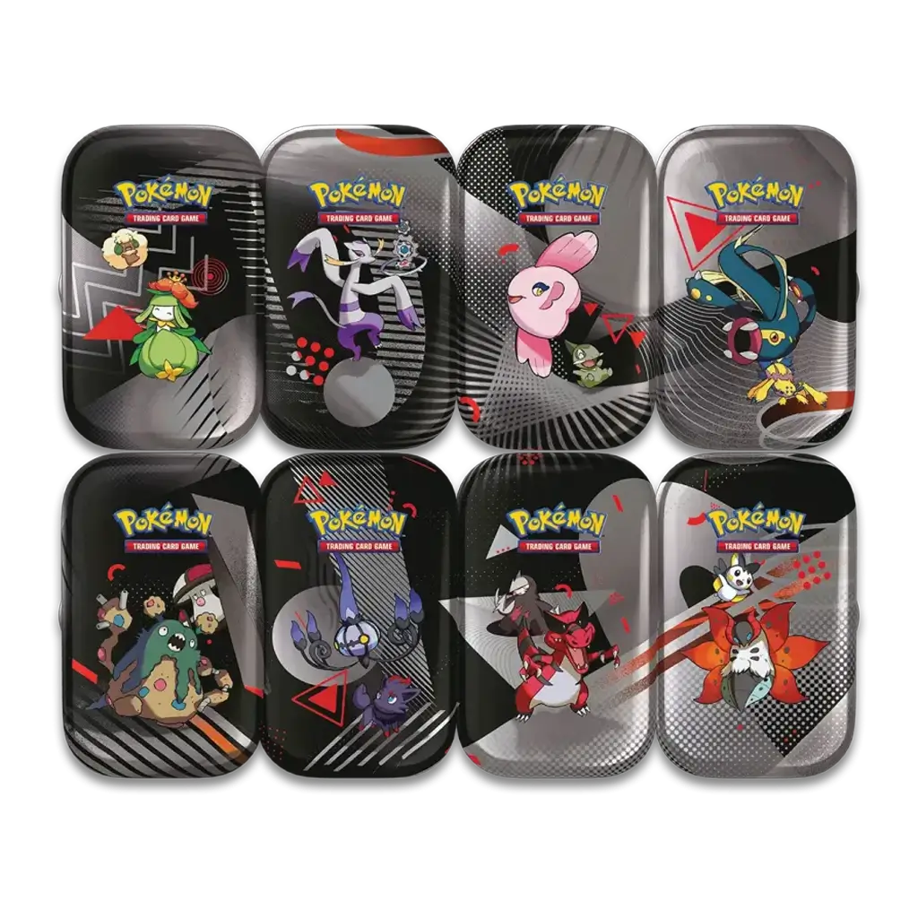 Pokemon Unova Mini Tin [EN] – Black Bolt & White Flare Booster, Sticker & Art-Card (SV10.5)
