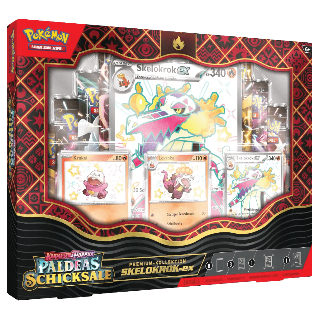 Pokemon - Karmesin & Purpur Paldeas Schicksale KP4.5 Premium Kollektion Bailonda/Maskagato/Skelokrok [DE]
