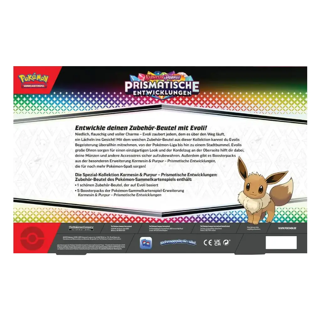 Pokemon prismatische enwticklungen karmesin und purpur beutel zubehör kollektion deutsch rückseite inhalt