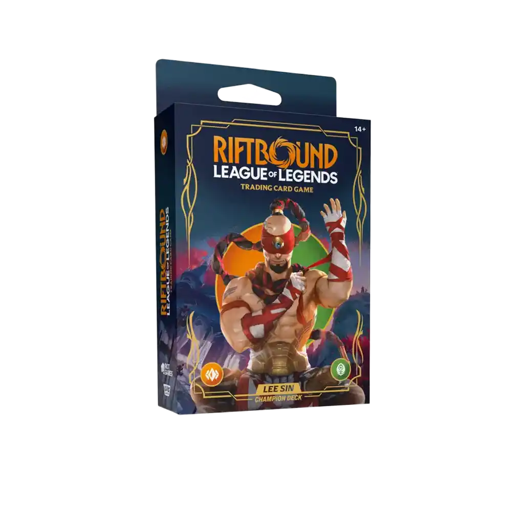 Riftbound League of Legends TCG Lee Sin Champion Deck Englisch – fertiges Starterdeck mit Booster & Spielunterlage.