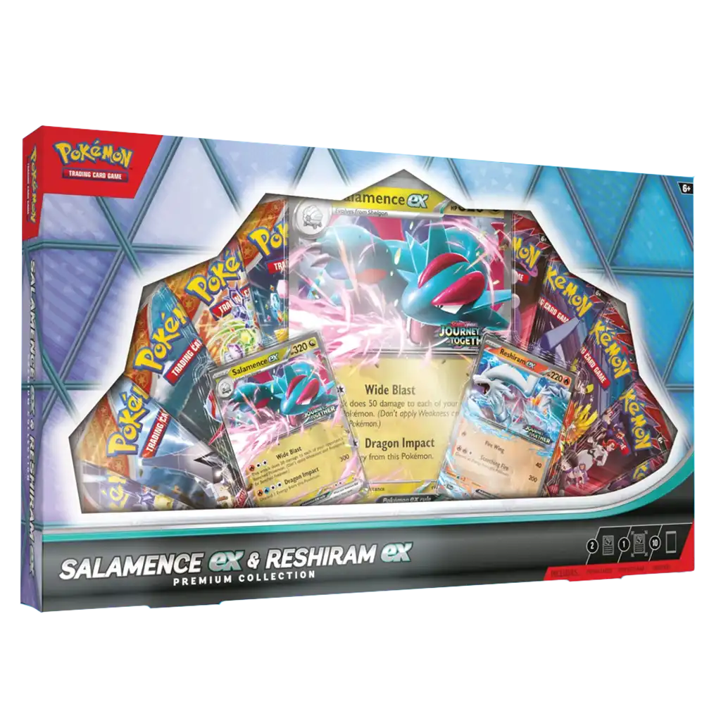 Pokémon TCG Salamence ex & Reshiram ex Premium Collection EN – Box mit ex Promokarten und Boosterpacks