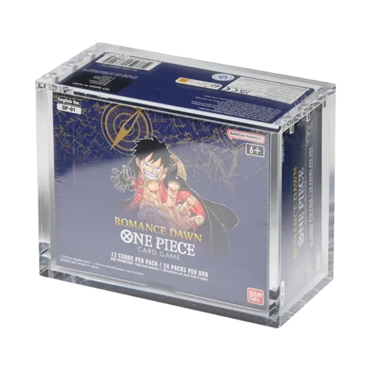 One Piece OP01 Reprint Booster Display geschützt im transparenten Acryl Case
