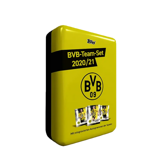 Topps BVB Team Set 2020/21 Tin Box – Sammlerdose mit Fußball-Trading-Cards der Saison 2020/21