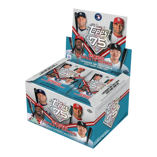 Topps Baseball Update Series 2026 Hobby Jumbo Box englisch mit 10 Packs, garantiertem Autogramm und Relic