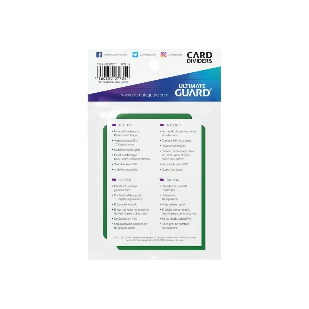 Ultimate Guard - Card Dividers Standard Size 10 Stück grün