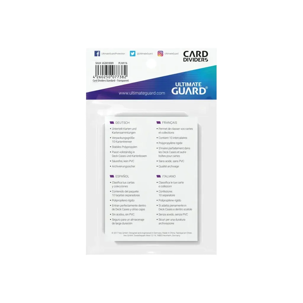 Ultimate Guard - Card Dividers Standard Size 10 Stück transparent
