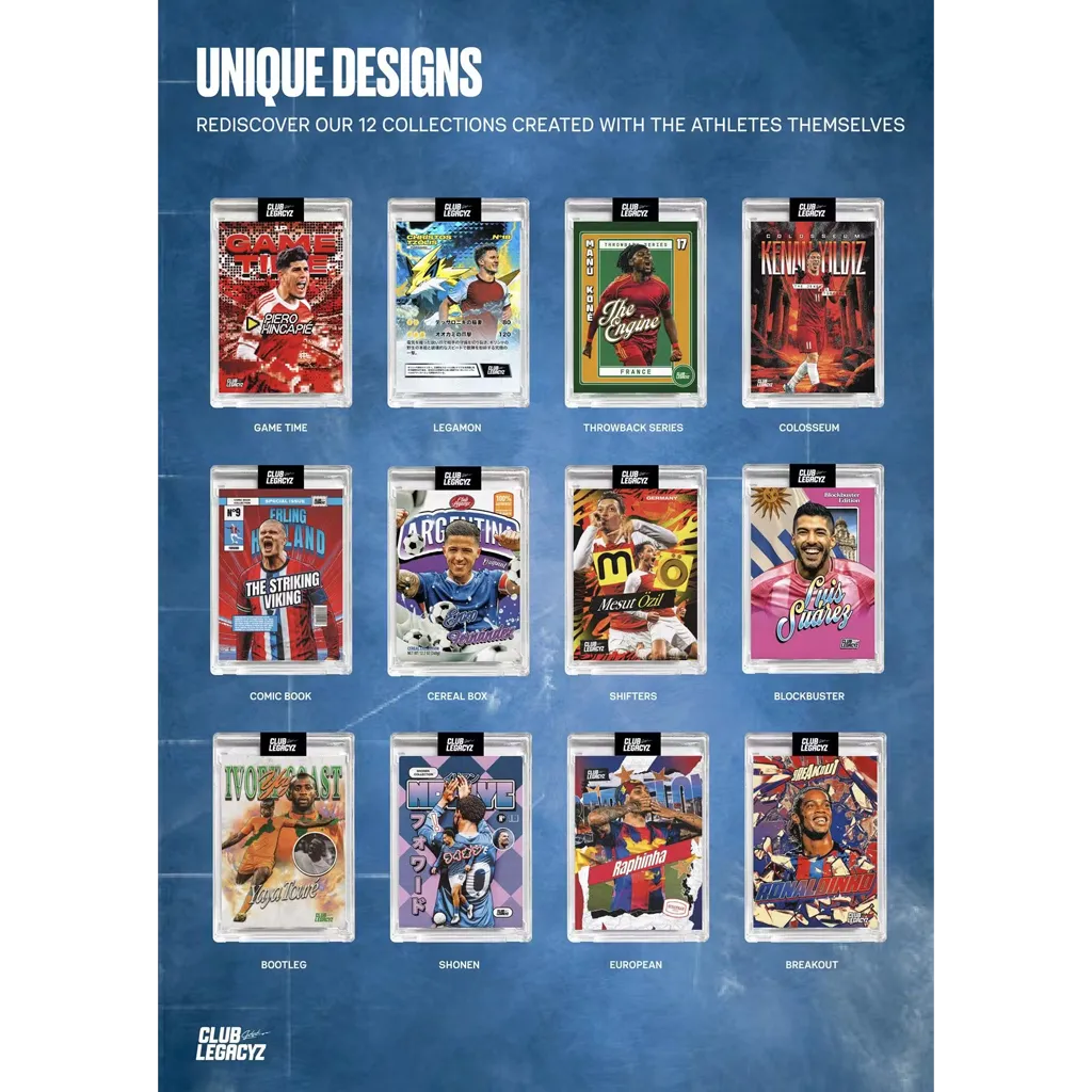 Club Legacyz Icons 5 Back to School Collection Designs Übersicht mit Fußball-Sammelkarten