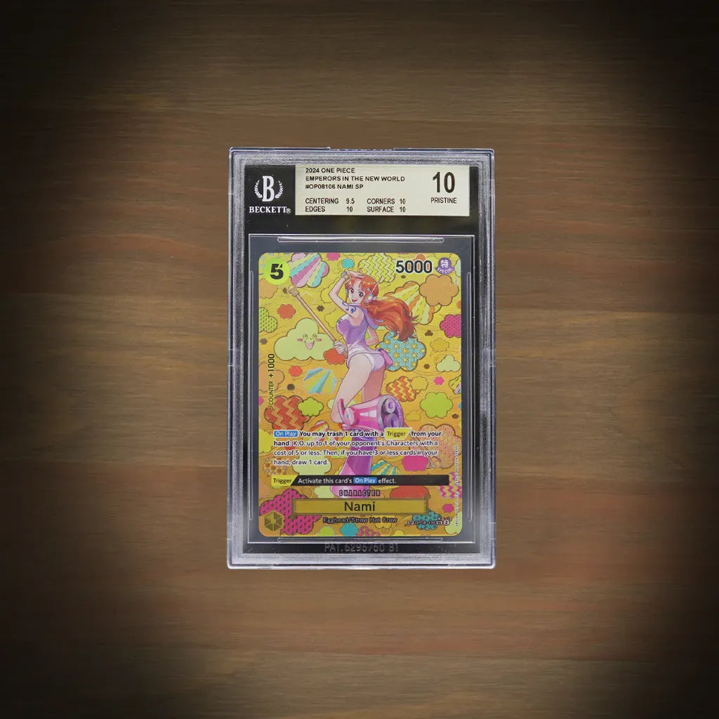 Nami SP OP08-106 aus One Piece OP09 auf Englisch mit BGS 10 Pristine im Beckett-Grading-Case