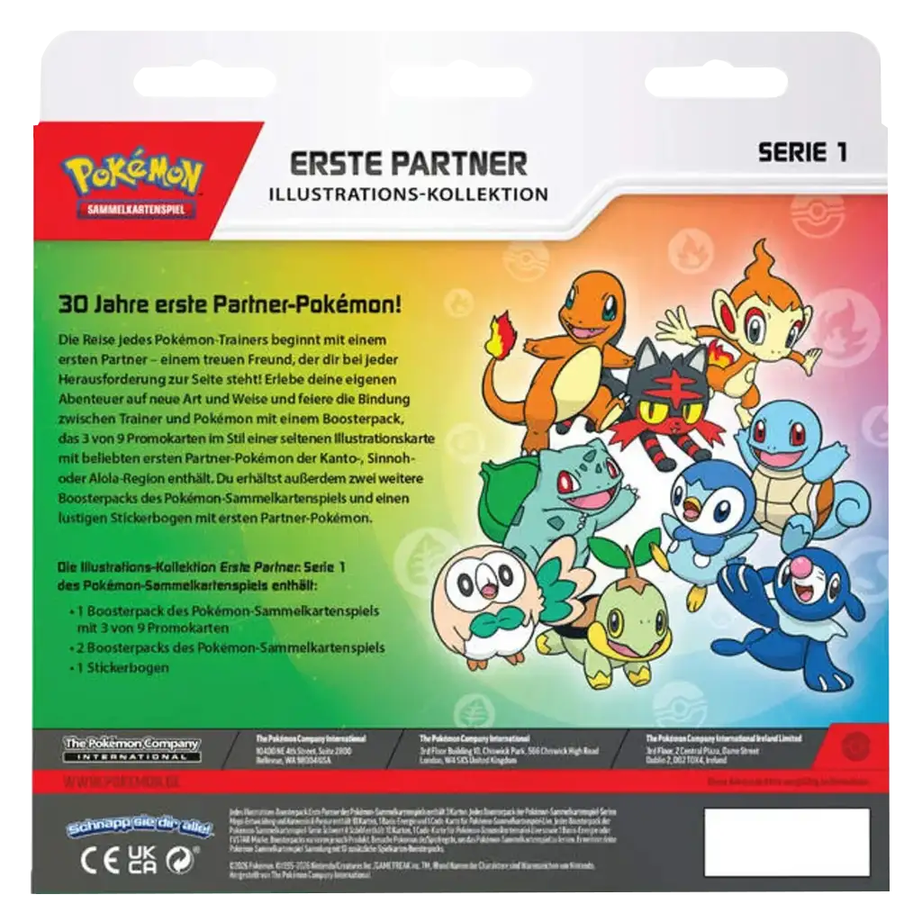 Pokemon Erste Partner Kollektion Rückseite Inhalt Promos Sticker Deutsch