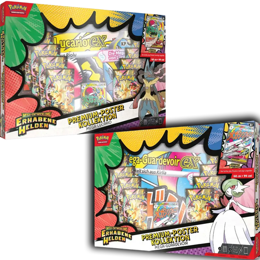 Pokemon Mega Entwicklungen Erhabene Helden Poster Kollektion Guardevoir und Lucario Vergleich Inhalt DE