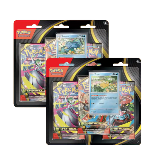 Pokémon Mega-Entwicklung ME01 3er Blister Deutsch mit 3 Boostern, Promokarte