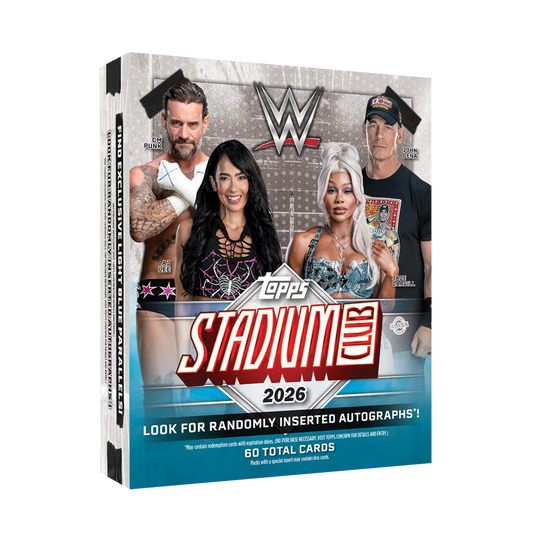 Topps 2026 WWE Stadium Club Mega Box mit 6 Packs und 60 Karten, englisch