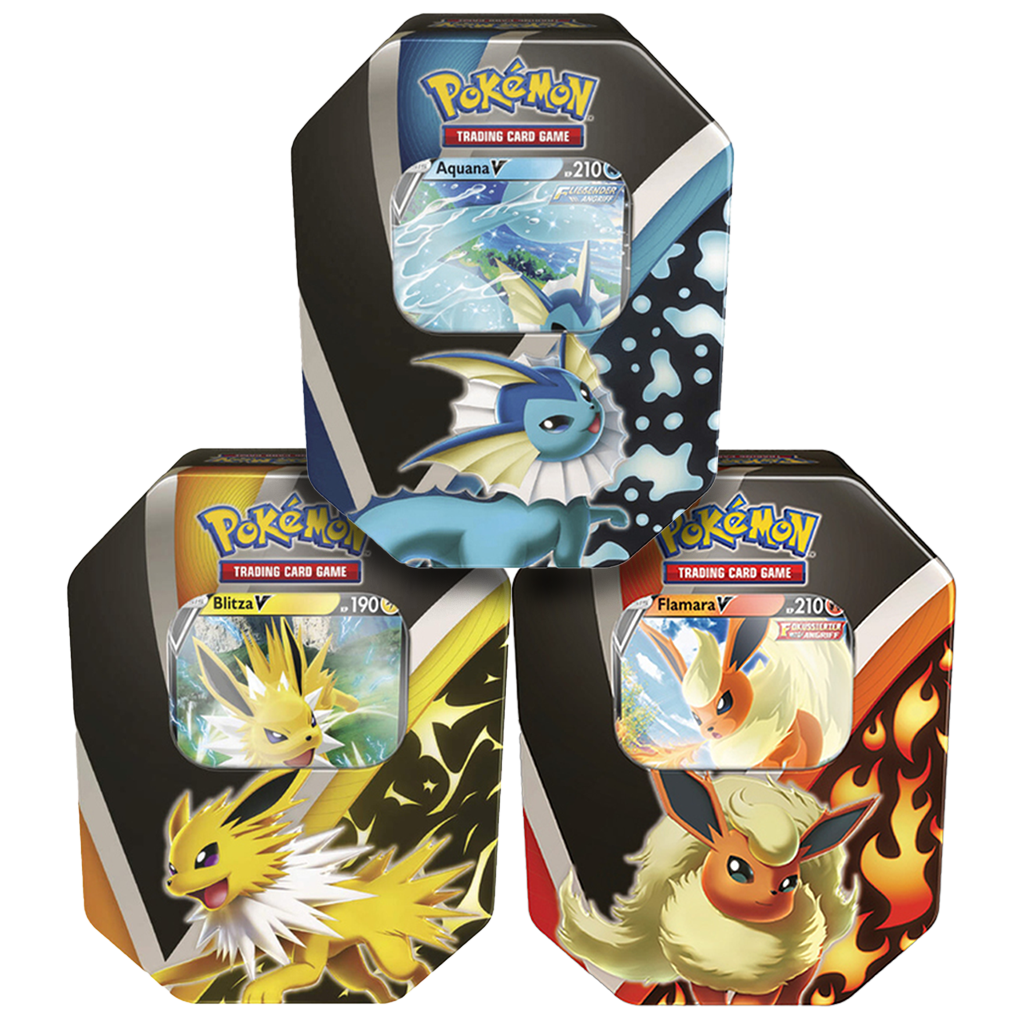Pokemon Herbst Tins 2021 Aquana Blitza Flamara 