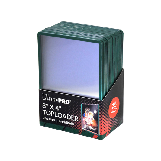 UltraPro Regular Toploader Grün Green Border 3" x 4" 25 stk