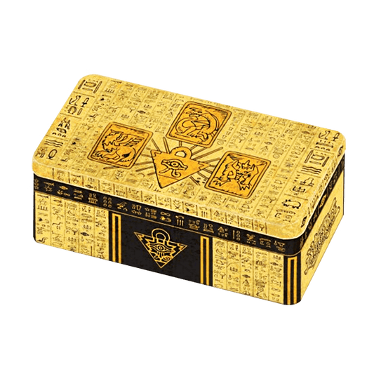 Yugioh Tin 2022 goldene Yugioh Tin mit pharaoen Tafel slifer obelisk und RA Tin Of The Pharaoh's God